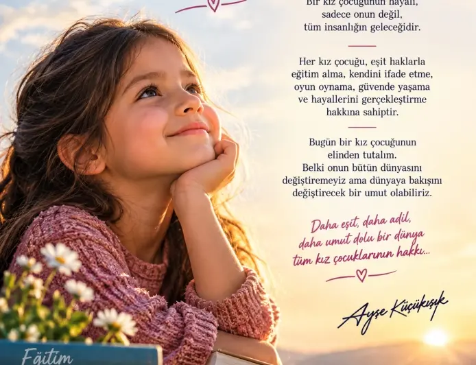 BİR KIZ ÇOCUĞUNUN HAYALİ , DÜNYANIN UMUDUDUR.